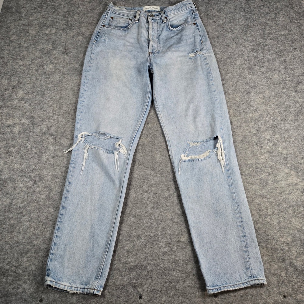 Denim Forum Womens Light Blue The BF High Rise Loose Boyfriend Jeans 26 28L